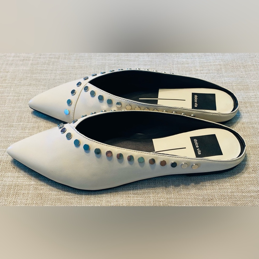 NEW Dolce Vita Ramsay ivory leather studded flats size 7 - Picture 4 of 10
